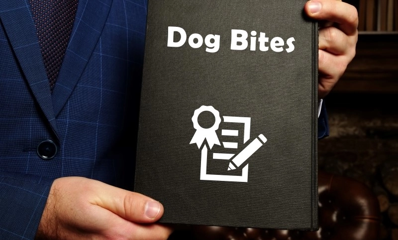 Juridical concept about Dog Bites with phrase on the sheet.