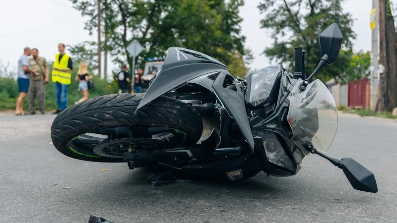 Serious accident. Accident, close-up. Lost control and fell. Driving hazards. Collisions with another vehicle.