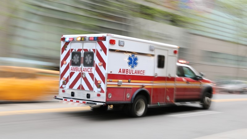 ambulance on emergency car in motion blur