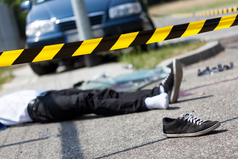 Male victim of a car accident, horizontal