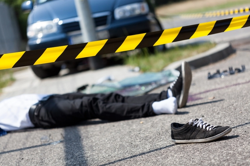 Male victim of a car accident, horizontal