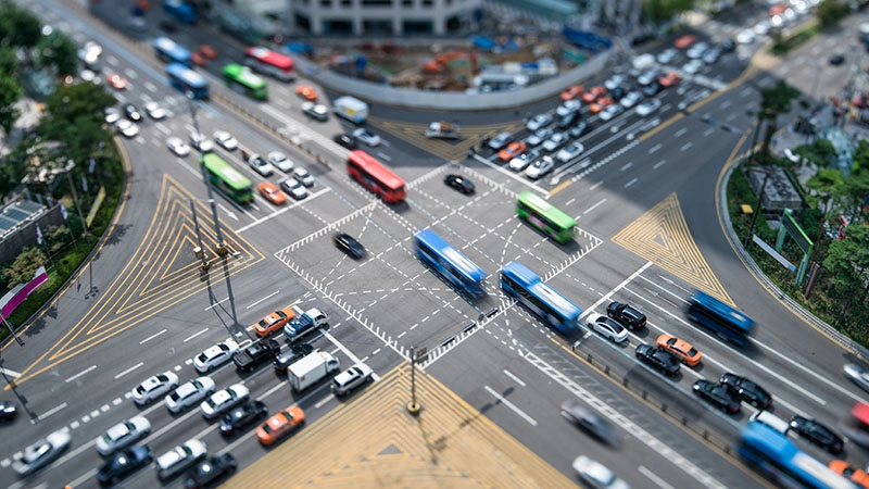 busy intersection road